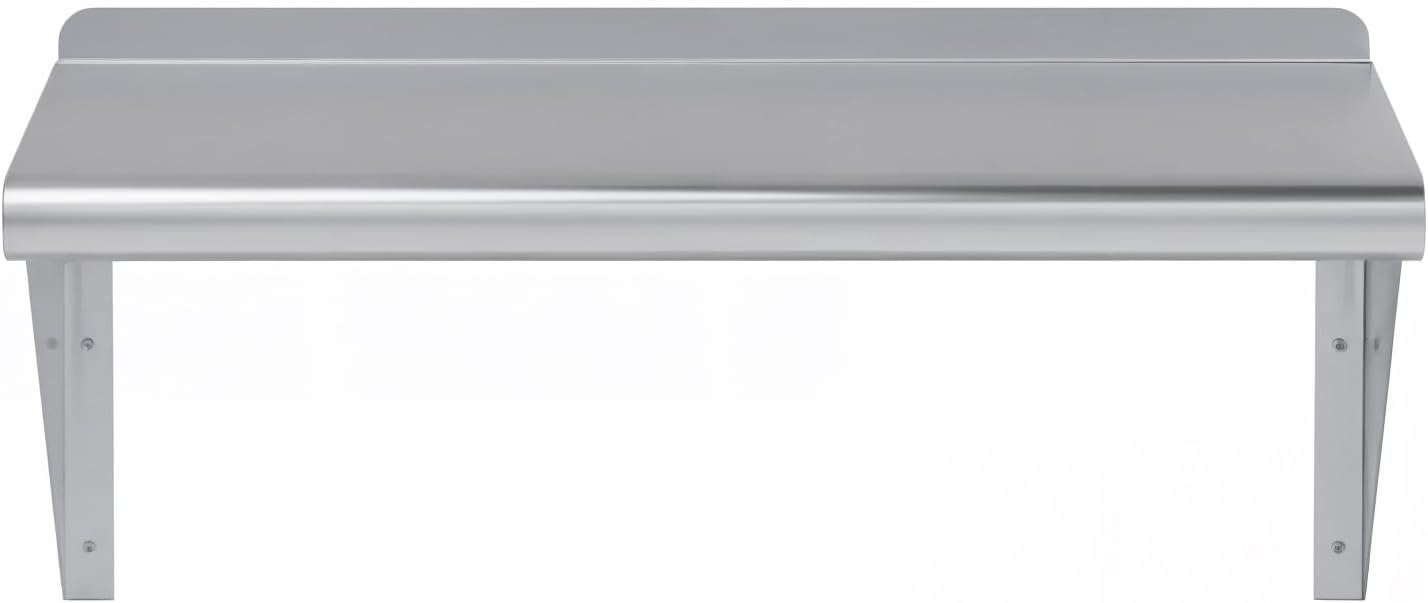 Jefferson 12 in. x 24 in. Stainless Steel Wall Shelf | NSF. Appliance & Equipment Metal Shelving | Kitchen, Restaurant, Garage, Laundry, Utility Room