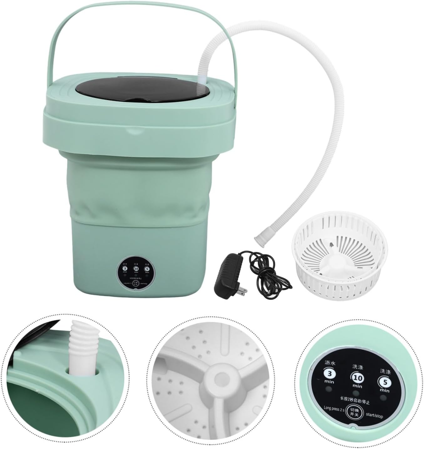 Mini Portable Folding Washing Machine Compact Washer for and Apartments User-friendly Touchscreen Space-saving Design Drainage