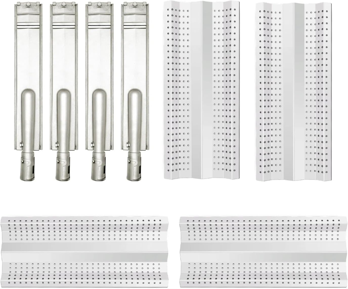 4 Pcs BLZ-32-064 Heat Plates Flame Tamer with 4 PCS Heavy Duty Burner for Blaze Grill Replacement Parts,for Blaze Grill Model BLZ-4LTE2-LP,BLZ-4NG,BLZ-4LP,BLZ-4-Cart,BLZ-4NG-Cart