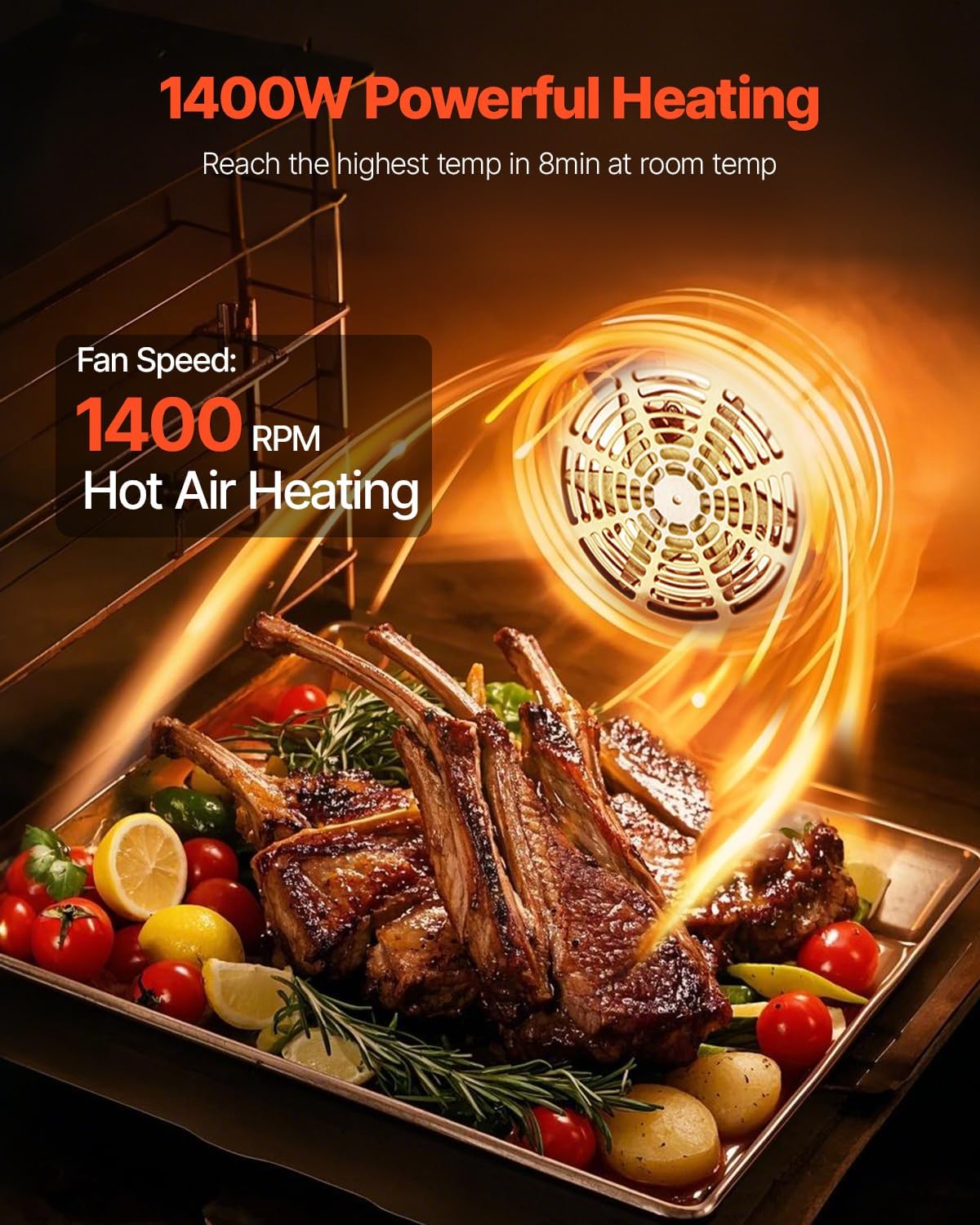 VEVOR Commercial Convection Oven, 21L/19Qt, Quarter-Size Conventional Oven Countertop, 1440W 3-Tier Toaster w/Front Glass Door, Electric Baking Oven w/Trays Wire Racks Clip Gloves, 120V