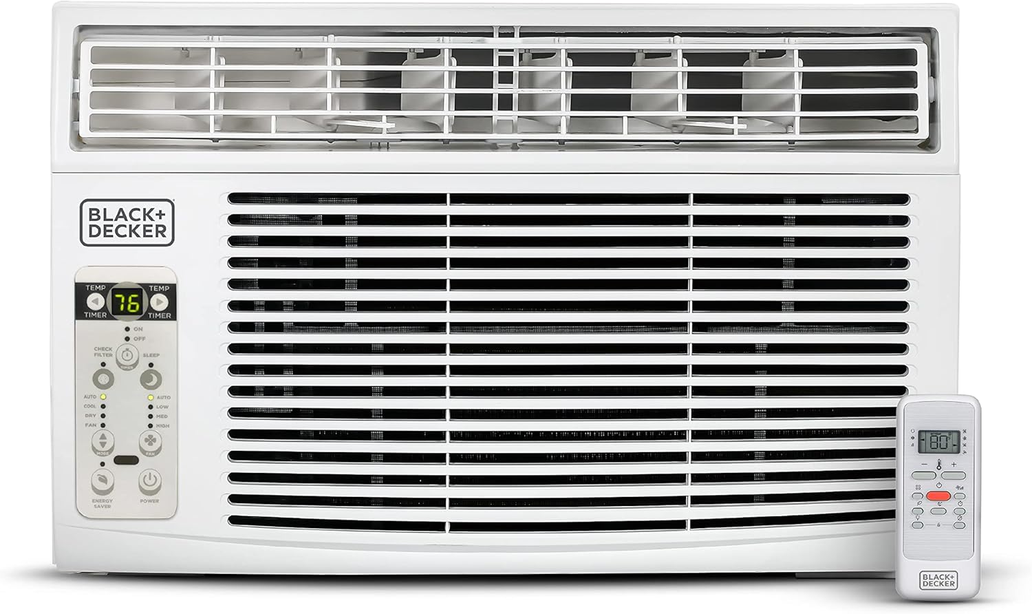 BLACK+DECKER Window Air Conditioner 10000 BTU, AC Window Unit Cools Up to 450 Square Feet, Window AC Unit with Remote Control, 3 Cooling Speeds and Fan Only Function, BD10WT6, White