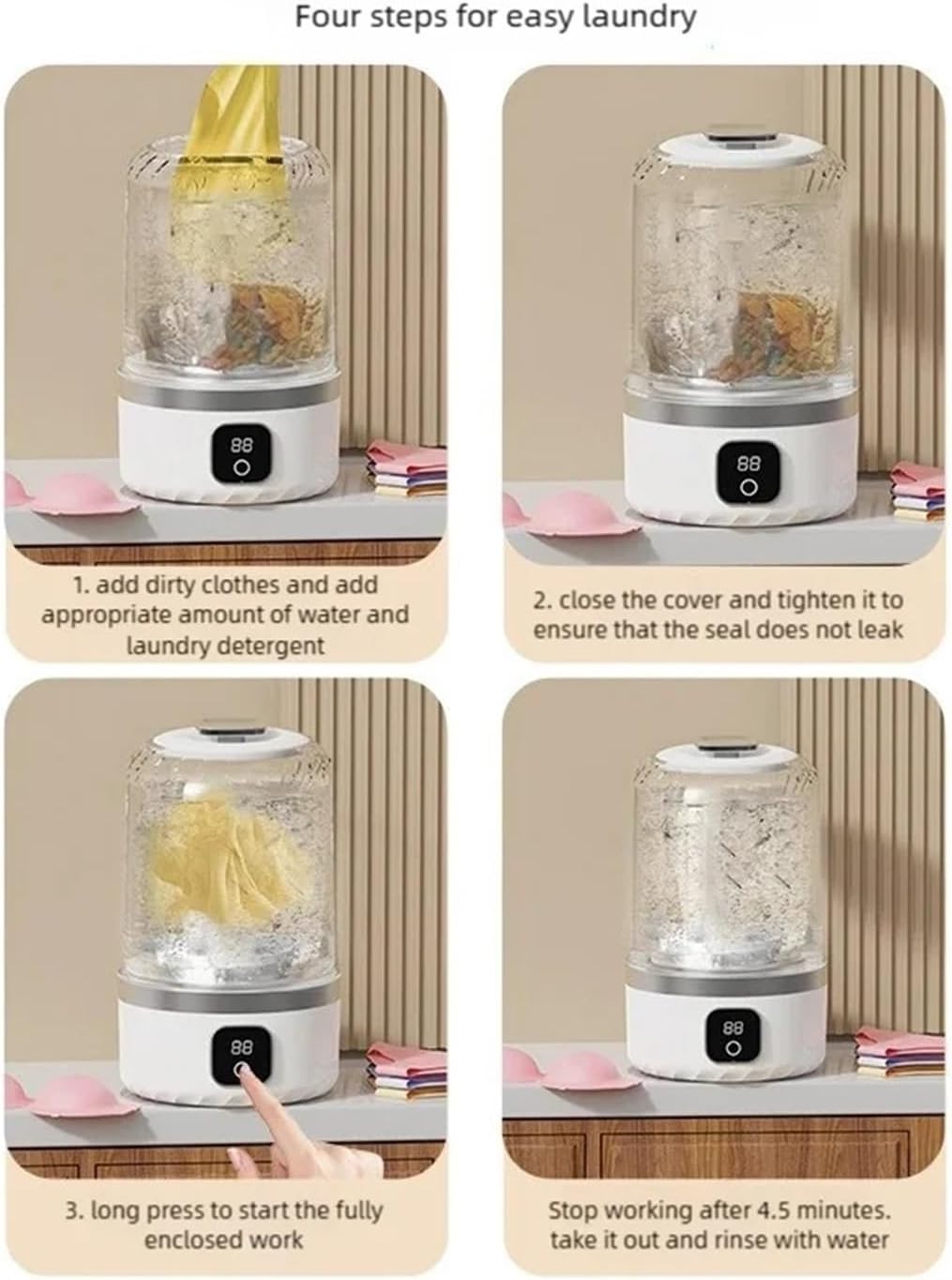 Cordless Electric Washing Machine Charging 2-speed Adjustment For Travel Socks Underwear Small Portable Washing Machine,for Travel,Camping, RV & Dorms(Blue)