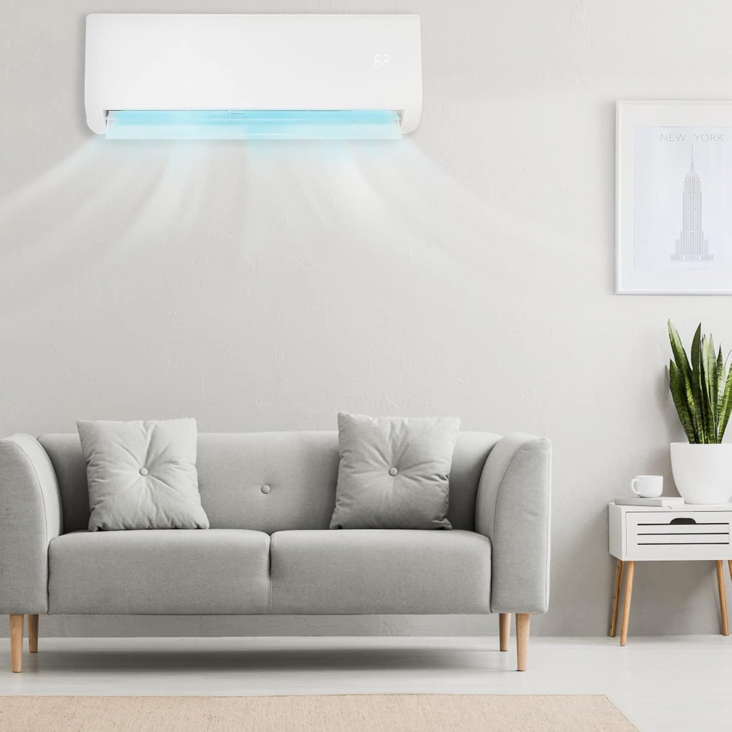 18,000 BTU Mini Split AC/Heating System with Inverter, 19 SEER 230V Energy Saving Ductless Split-System Air Conditioner with Pre-Charged Condenser, Heat Pump, Remote Control & Installation Kit