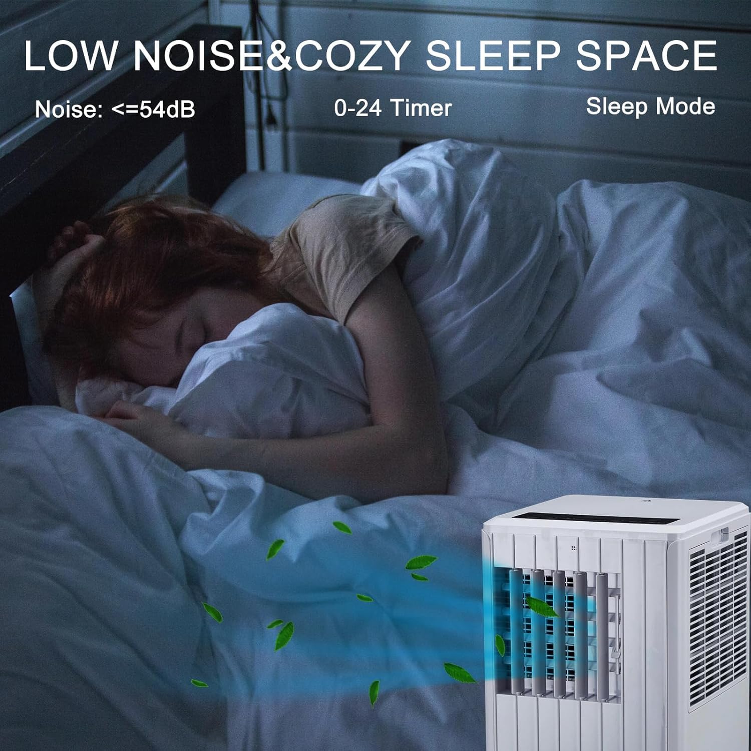 Portable Air Conditioner,8,000 BTU Cools Rooms Up to 350 Sq.Ft. 3 Modes, Remote Control, Easy Installation Kit Included,Black