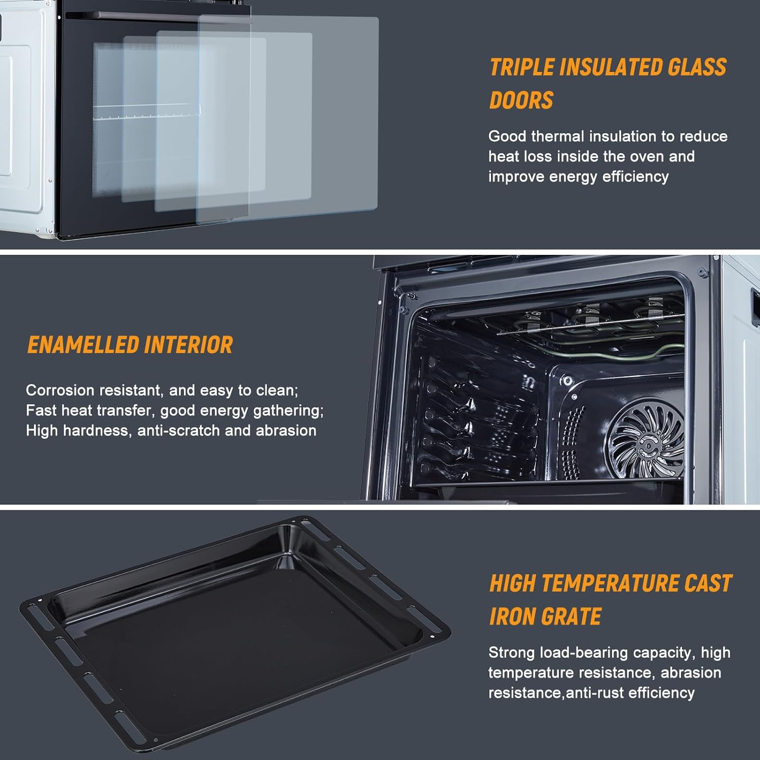Single Wall Oven, 2.5 Cu.ft Smart Oven with Color LED Display Touch Control, 24