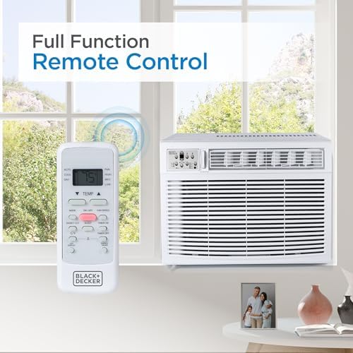 BLACK+DECKER Window or Through The Wall Air Conditioner 18000 BTU, AC Window Unit Cools Up to 1000 Square Feet, Window AC Unit with Remote Control, 3 Cooling Speeds and Fan Only, BD18WT6, White