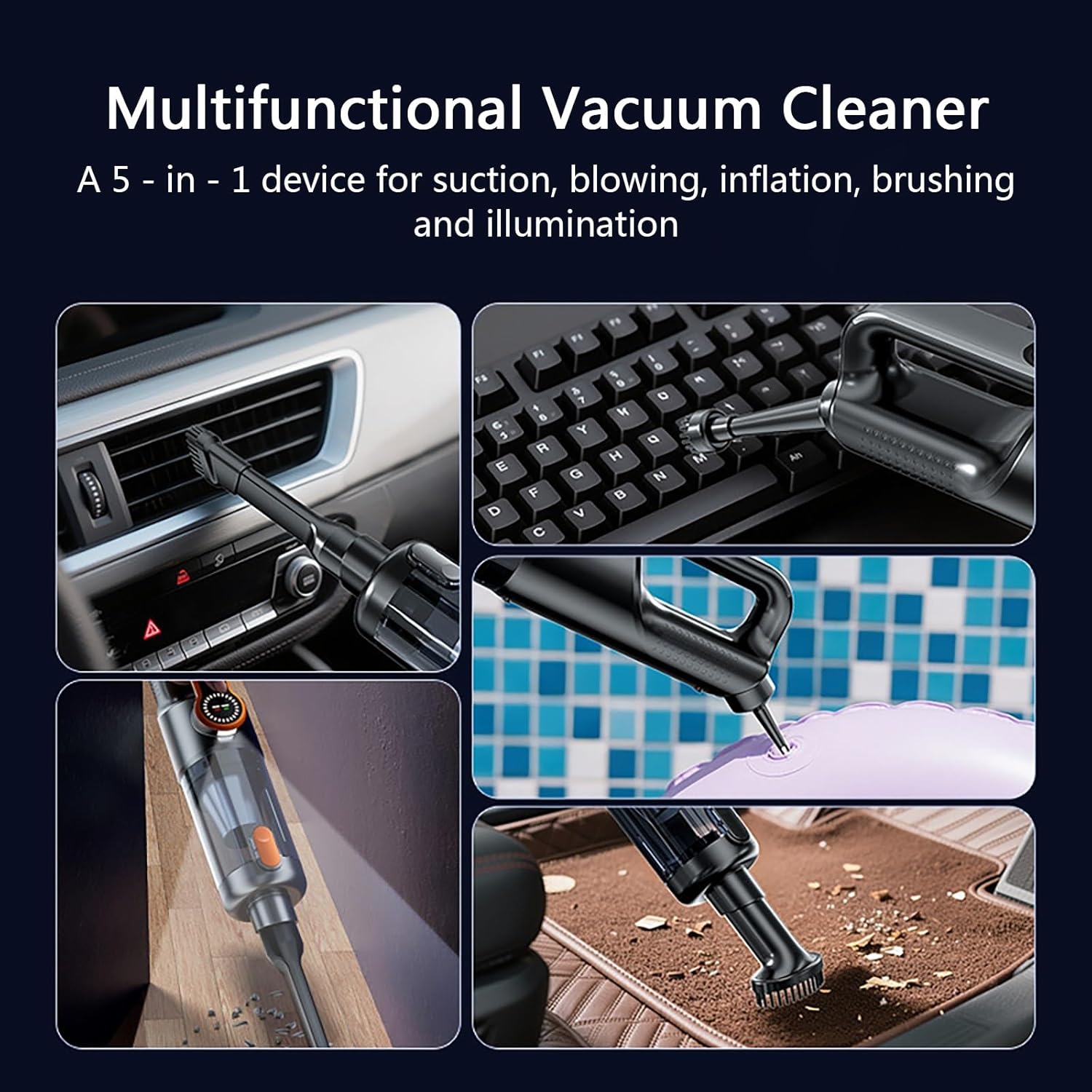 Handheld Vacuums 2-in-1 Cordless, Wet/Dry Use, 16KPA Power, 26Mins Battery, Portable for Car Spills, Pet Accidents & Home Messes, Compact Design with Washable Filter(Orange)