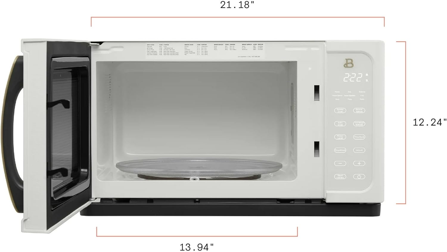 Beautiful 1.1 Cu ft 1000 Watt, Sensor Microwave Oven, White Icing by Drew Barrymore, New