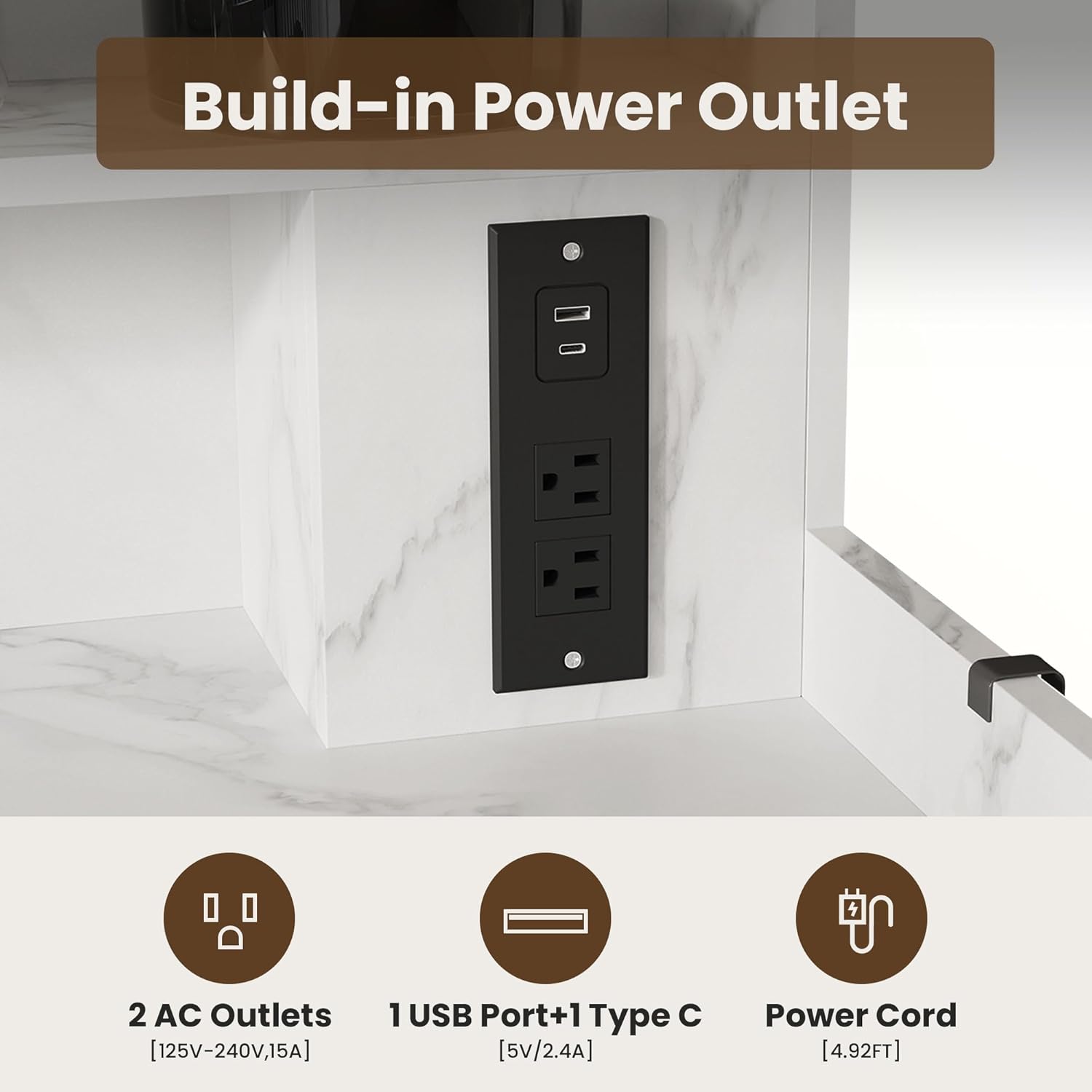 Upgraded 2-Tier Washer and Dryer Countertop with Power Outlet,54