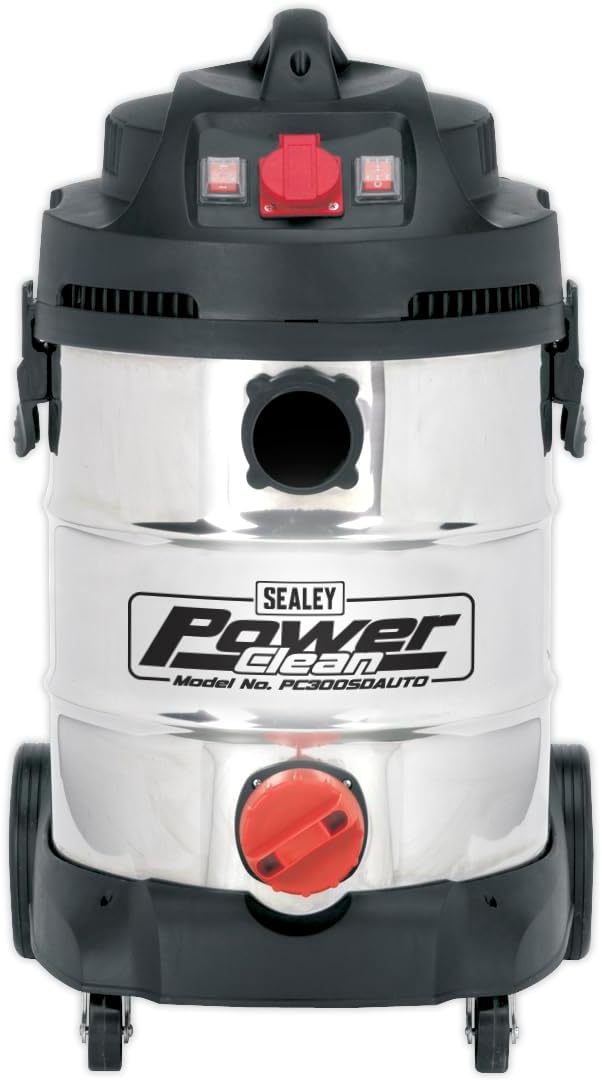 Sealey PC300SDAUTO 30 Litre 1400 W 230 V Stainless Drum Auto Start Industrial Vacuum Cleaner