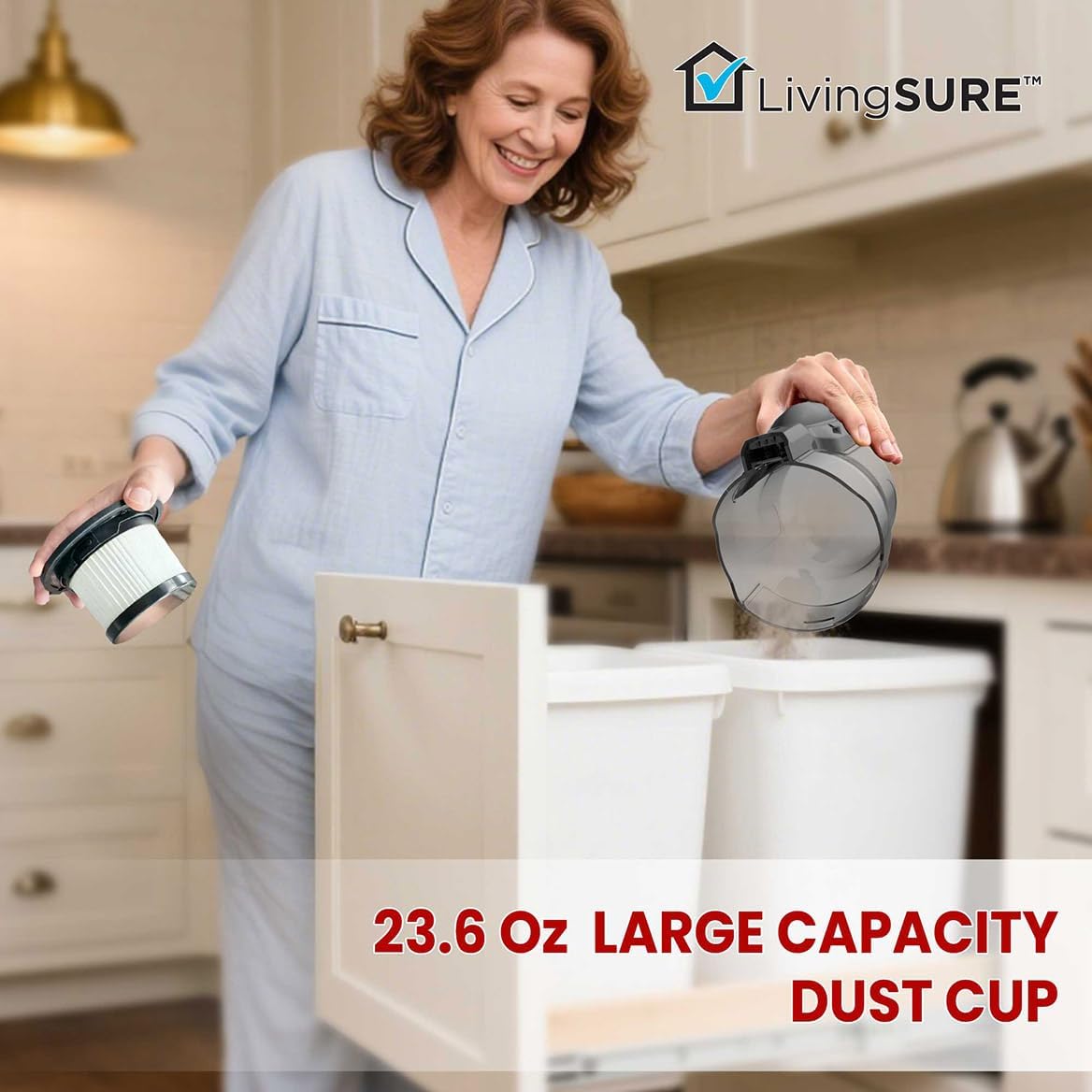 Cordless Handheld Vacuum Cleaner by LivingSURETM Lightweight and Rechargeable Handheld Powerful Vacuum Cleaner with Filter - Battery Not Included