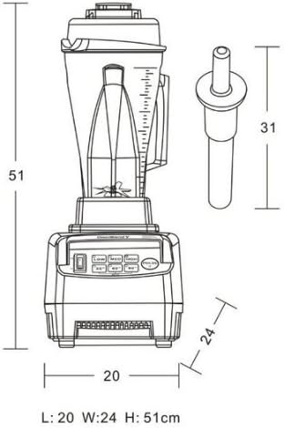 Gowe® Heavy Duty Commercial Blender, 2L, 68 OZ, 2000CC, 8.5 Cup Commercial Blender with 3 Hp High Efficient Motr, 3 Hp Variable Speed Blender