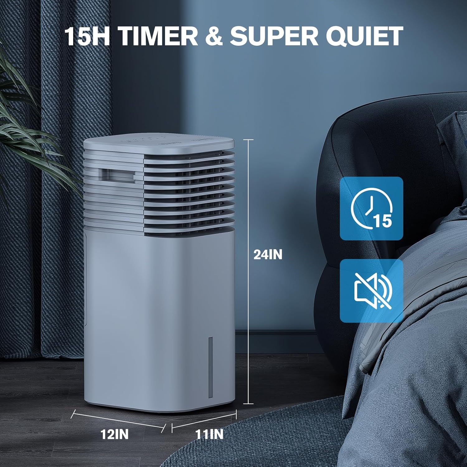 Windowless Portable Air Conditioner, 15H Timer & 120°Oscillation, 3-IN-1 Portable AC Unit with Remote, 2-Gal Tank, 3 Modes & 3 Speeds, Ultra-Quiet 24