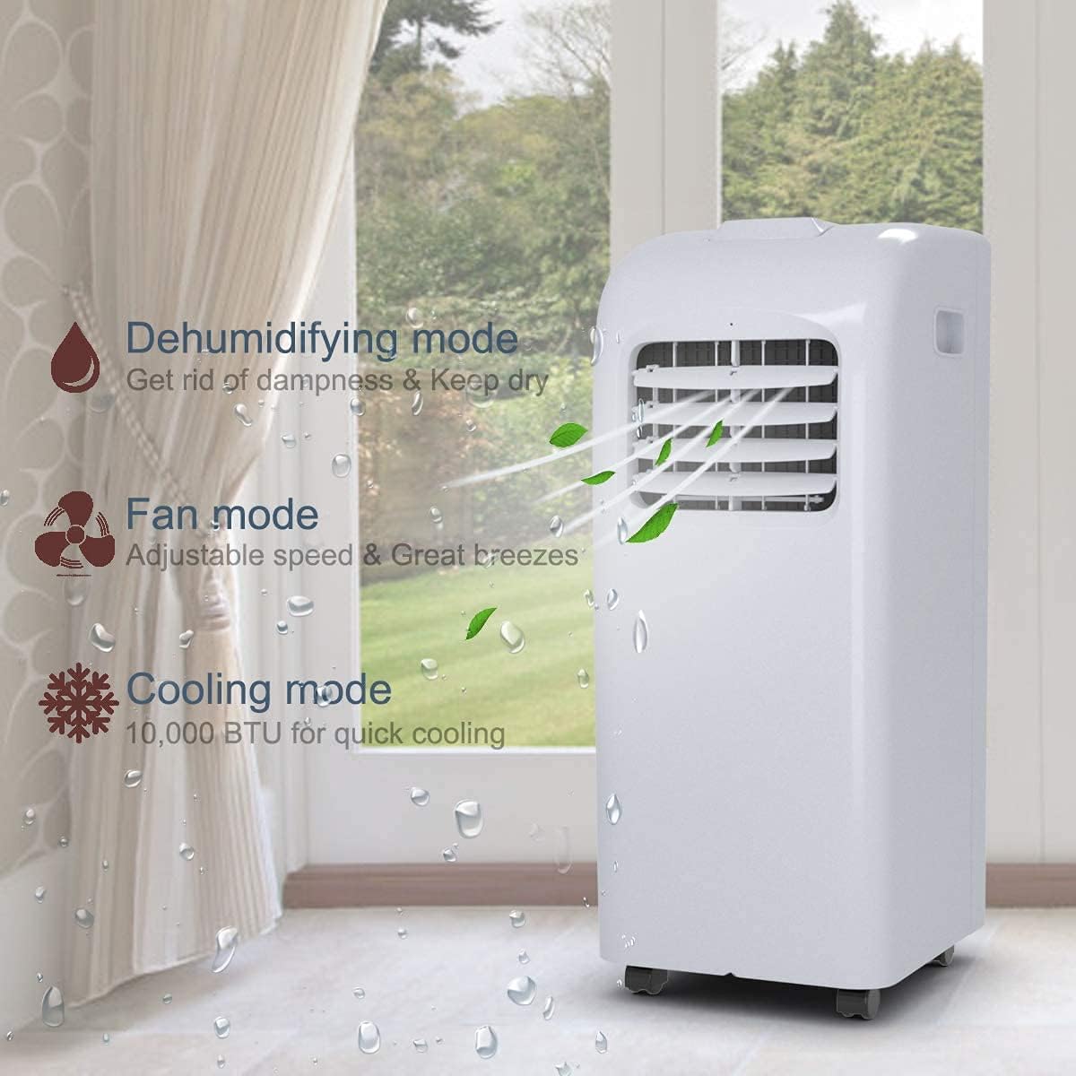 Nightcore Portable Air Conditioner, 8000BTU AC Unit w/Remote Control, LED Display & 24H Timer, Ideal for Home/Office/Apartment/Dorm, Freestanding Compact A/C with Temperature Control, White