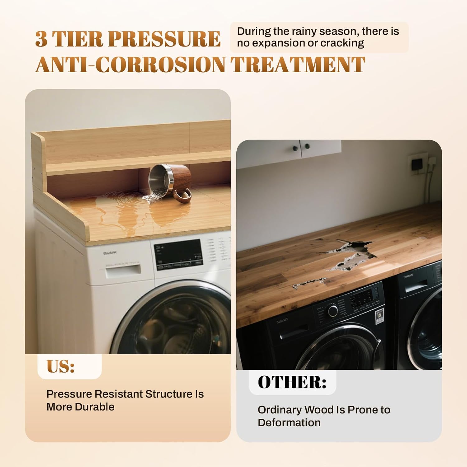 GCCSJ 2-Tier Joined Washer Dryer Countertop, 54