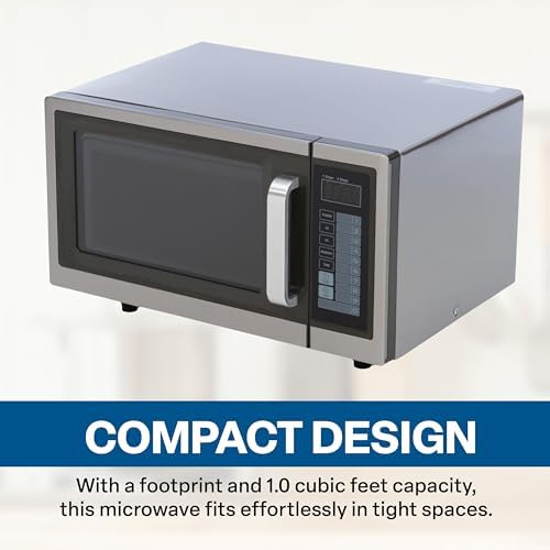 FSE Commercial Microwave with Digital Touch Pad Control, 1 Cubic Feet Interior, Stainless Steel, 1000 Watts, UL and NSF Approved