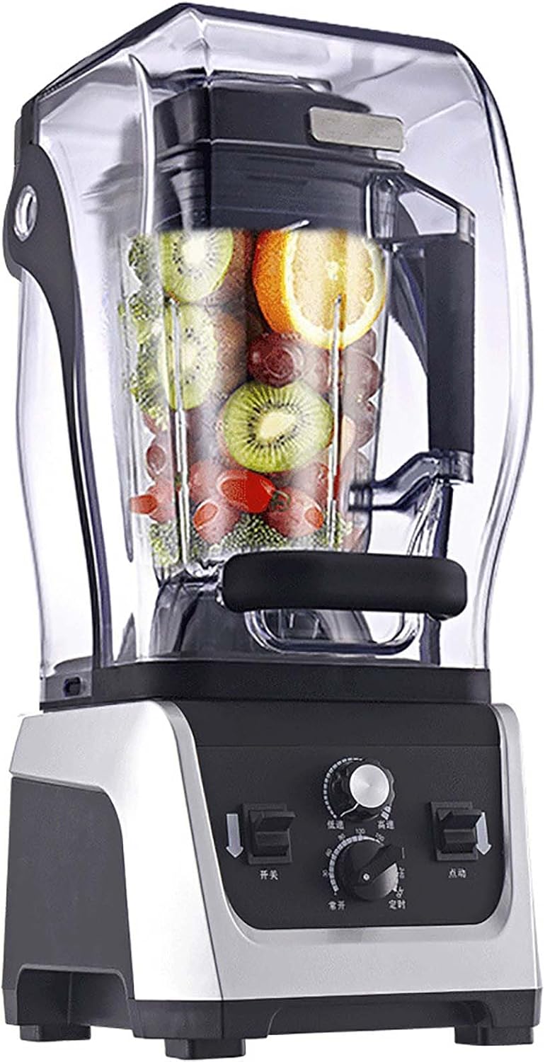 Smoothie Blender, Commercial Blender with Soundproof Shield, With Timing Function, Adjustable Speed, 2.5l Large Capacity, for Crushing Ice, Smoothie, Puree, Restaurant Bar Coffee Shop