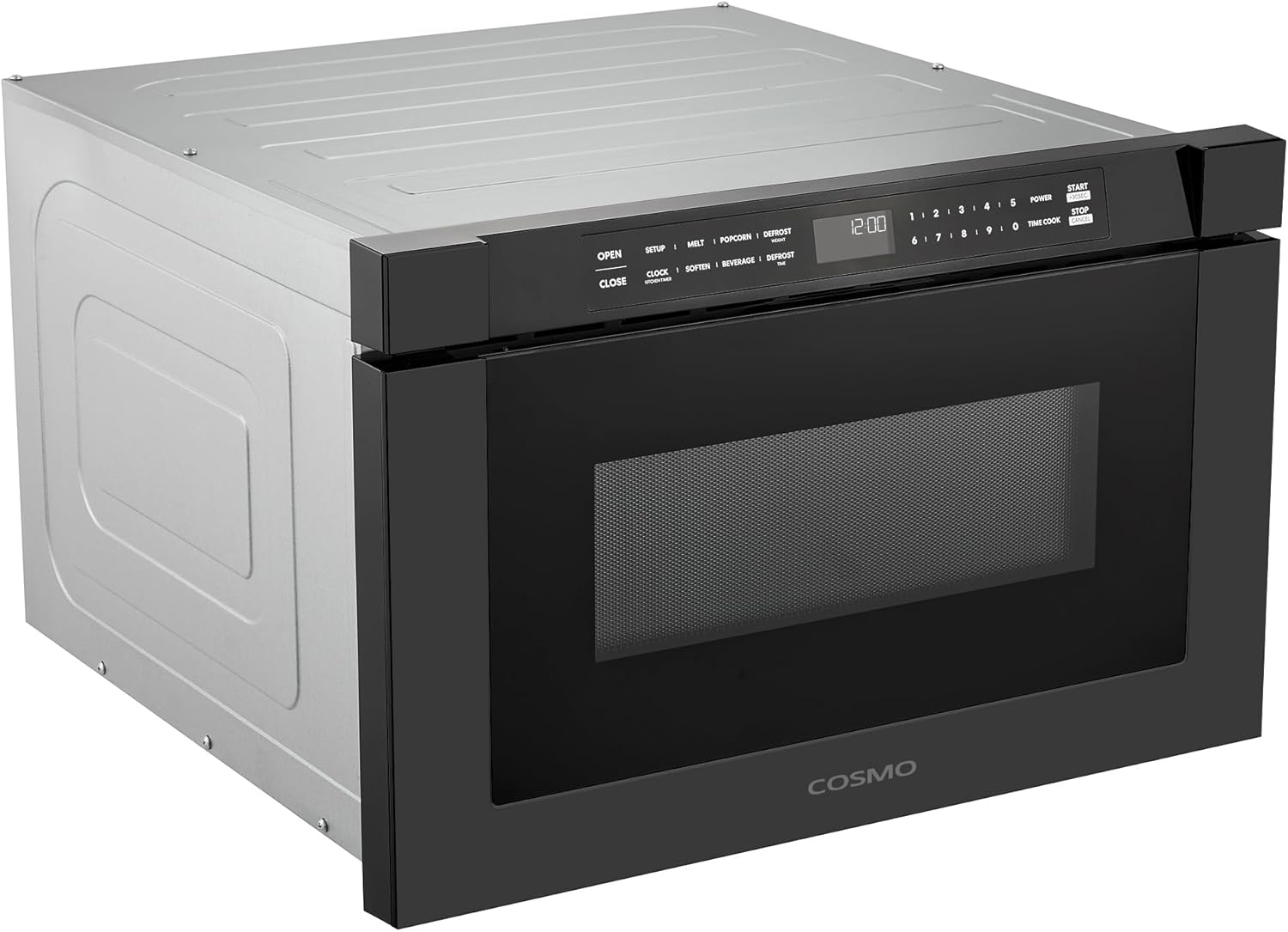 COSMO COS-12MWDBK-NH 24 in. Haven Collection 1.2 cu. ft. Built-in Microwave Drawer, 1000W, Touch Controls, Defrosting Rack in Matte Black