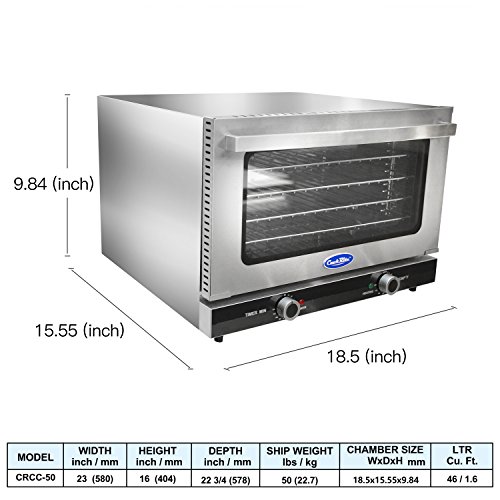 Atosa CookRite CTCO-50 Countertop Electric Convection Oven for Hotel Diner Baking | 16 1/2