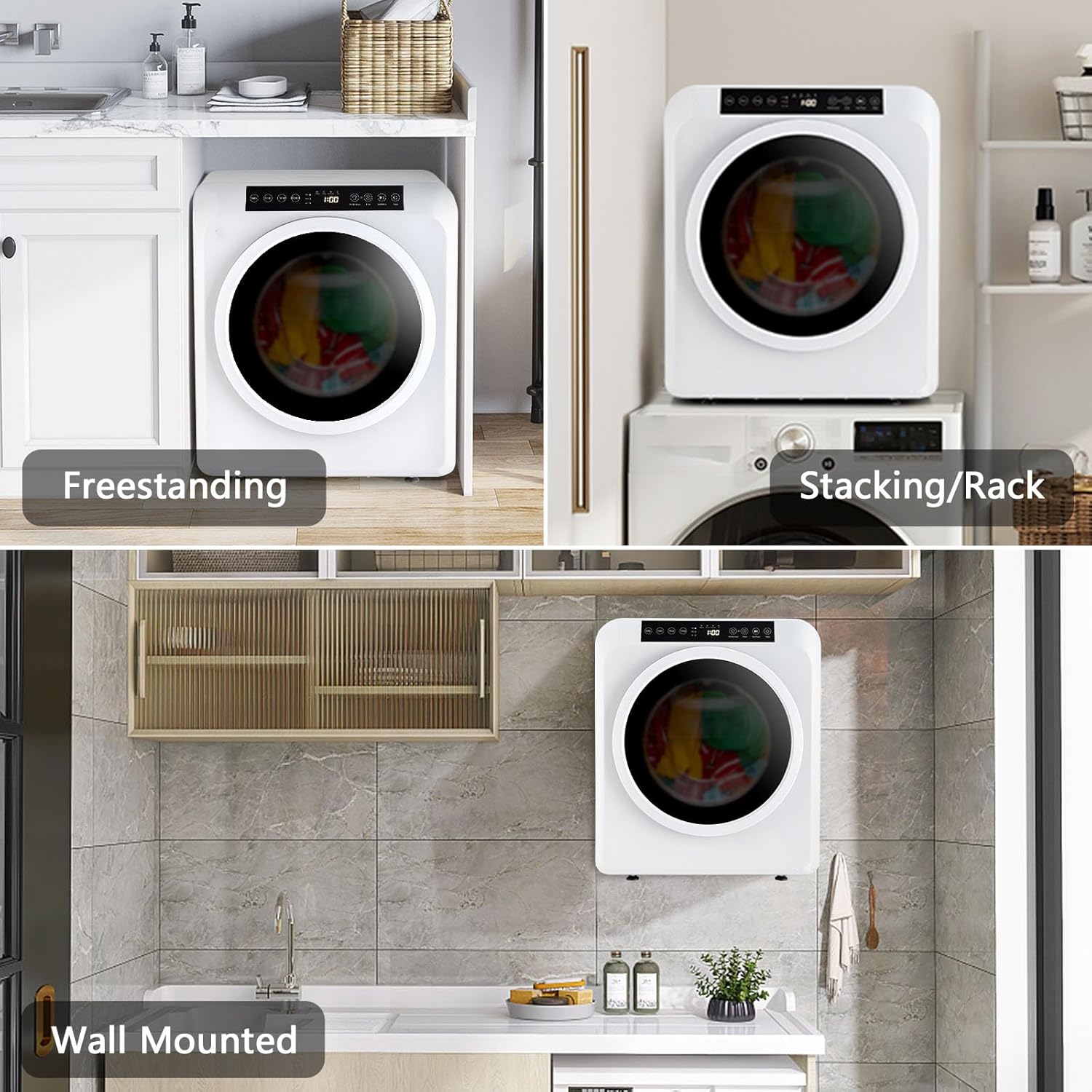 13.2lbs Dryers for Clothes,Compact Laundry Clothes Dryer Household Dryer with Upgraded LCD Screen and 6kg Drum Dryer 2 Pieces Of Filter Cotton for Apartments Home Dorm