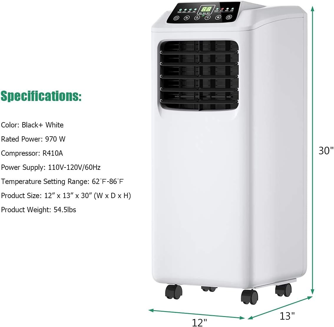 ARLIME Portable Air Conditioners 8000BTU, 3-in-1 Air Cooler with Dehumidifier & Fan Modes, Remote Control, Standing AC Unit for Rooms Up to 230 sq.ft, White