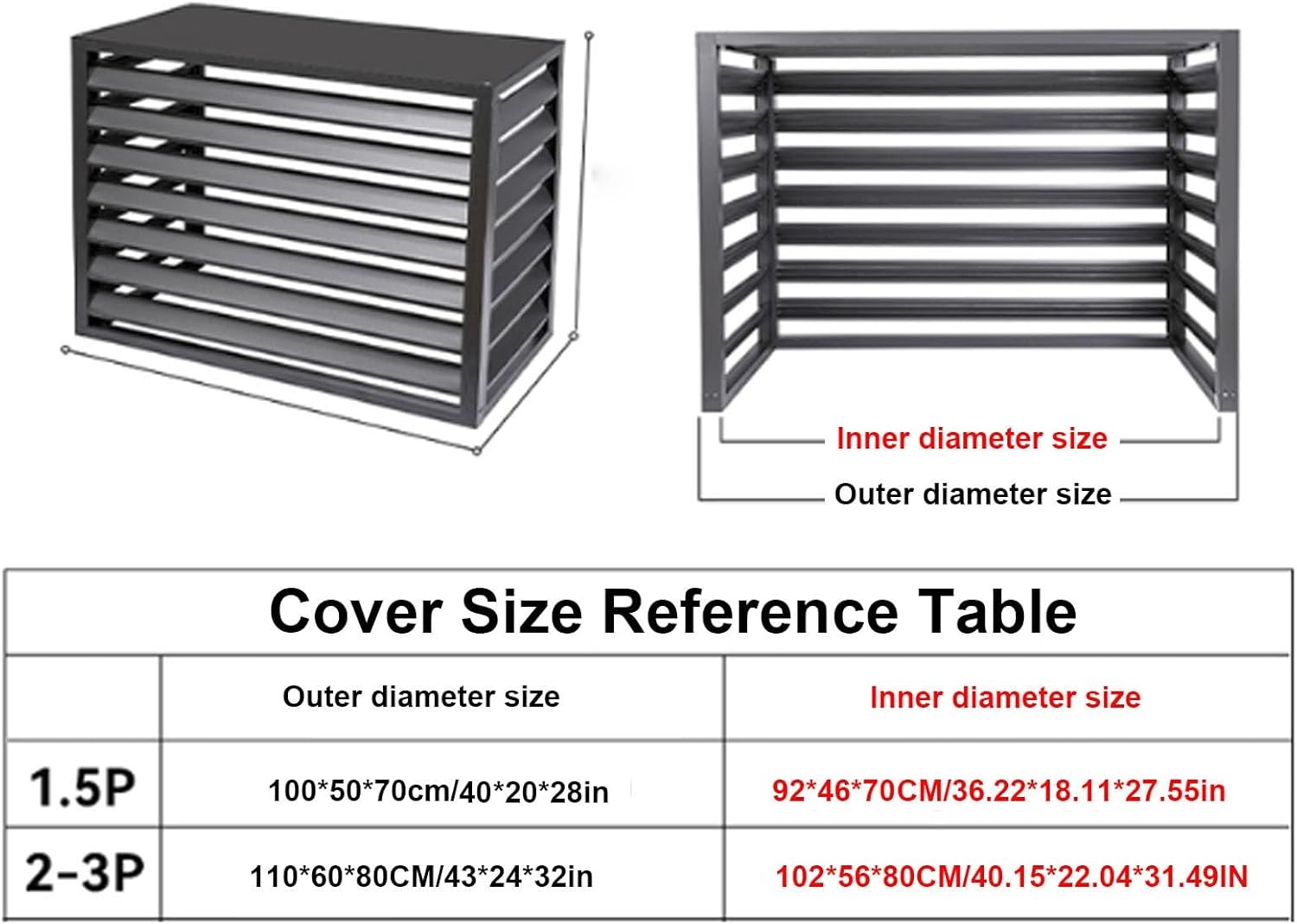 Heat pump cover,Aluminum Air Conditioner and Heat Pump Cover,Mini Split Air Conditioner Cover for Outside Units,Anti Theft Sturdy Aluminum AC Covers,Noise Reduction,Suitable for indoor and outdoor