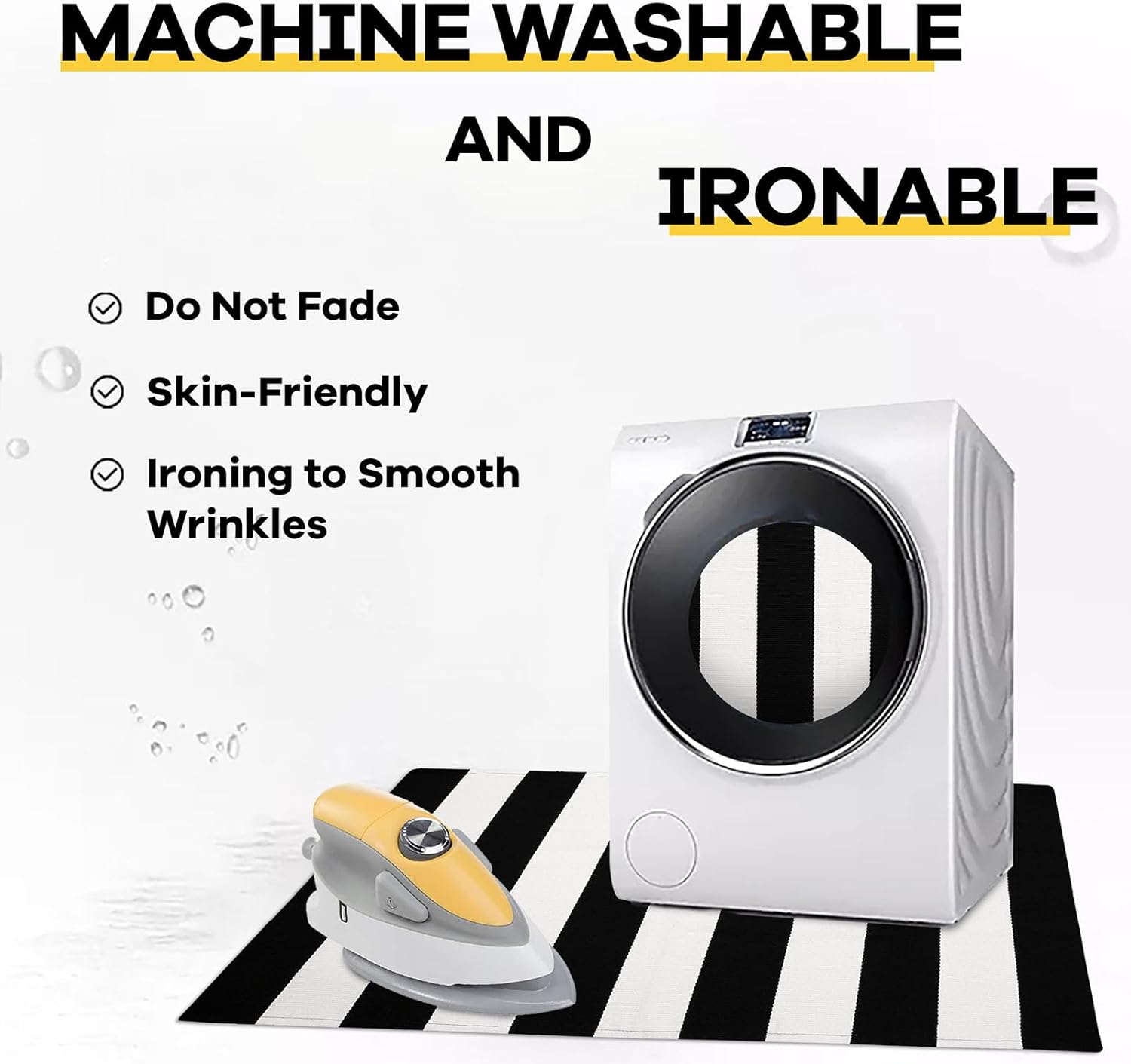 KILOCOCO Black White Striped Rug 5x7 Area Rugs for Living Room Cotton Machine Washable Front Porch Layered Rugs for Patio Farmhouse Bedroom Kitchen Laundry Room