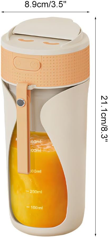 Mini Blender, Portable Fruit Blenders with Straw & Lid, Rechargeable Travel Juice Cup for Smoothies, Shakes, Vegetable