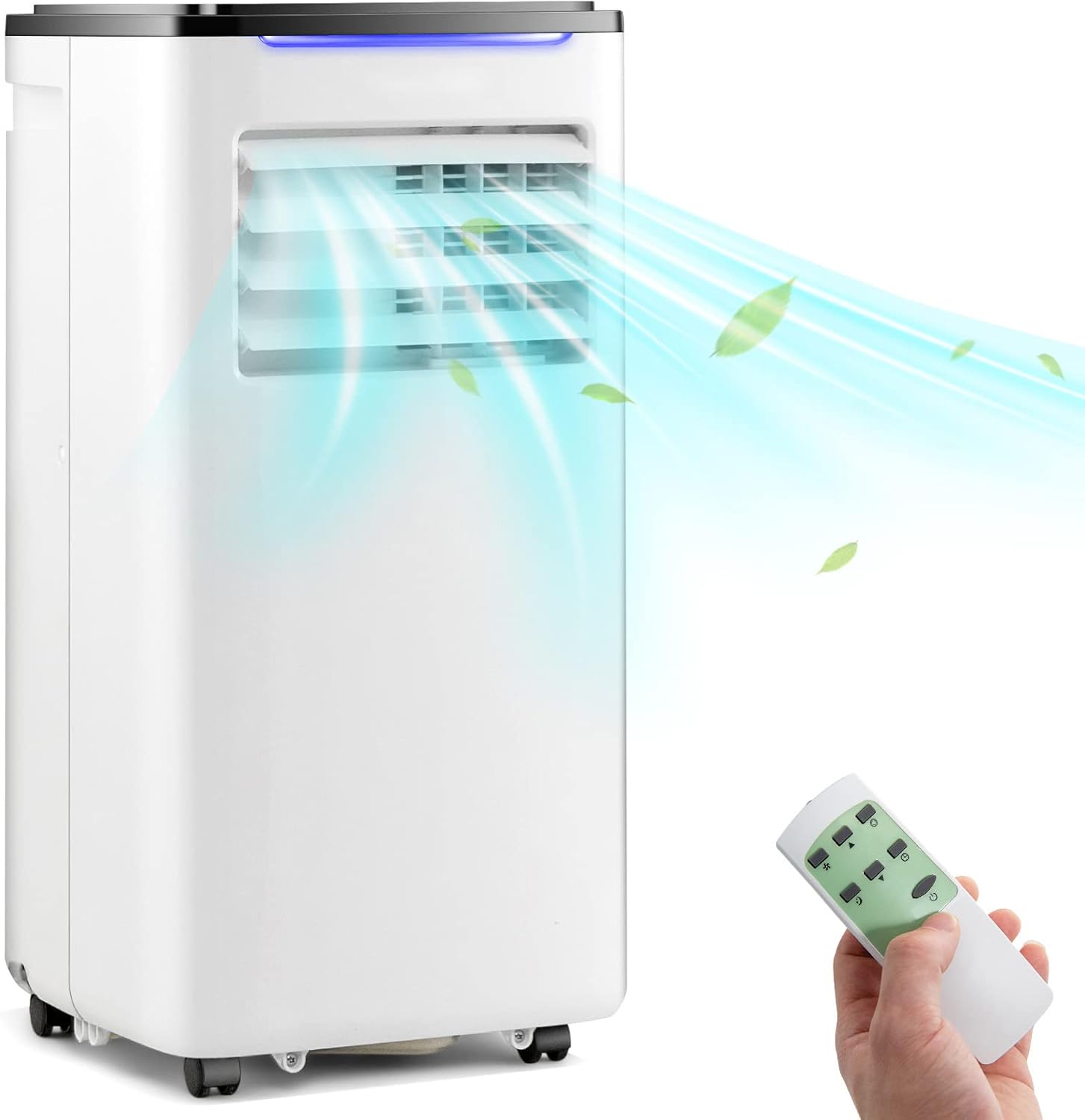 HOMGX 10000 BTU Portable Air Conditioner, 3-in-1 AC Unit with Dry Mode & Quiet Sleep, Remote Control & 24H Timer, Freestanding Cool Fan Dehumidifier for Home Office up to 350 Sq.Ft. (10000BTU)