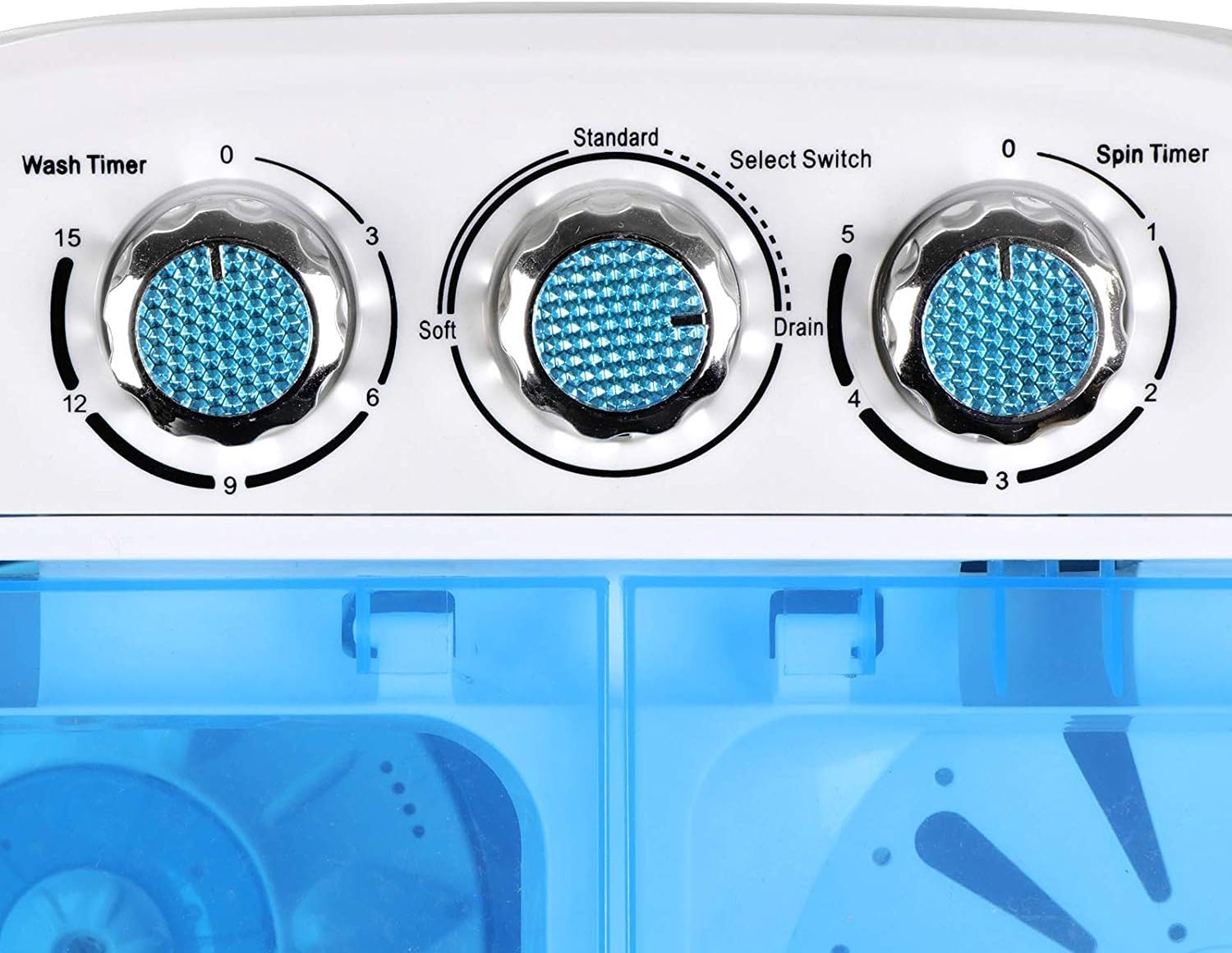 Portable Washing Machine, 9.9lbs Mini Compact Twin Tub Washer Drum Washing Machine Laundry Washer w/Spin Cycle Basket and Drain Hose