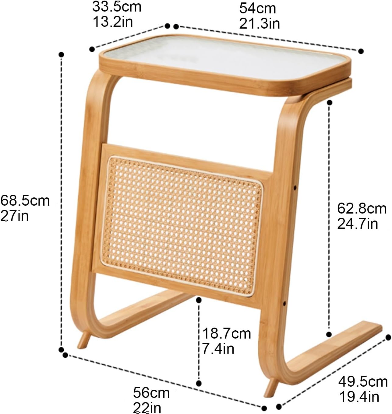 Robot Vacuum Storage Rack Resin Rattan Storage Cabinet C-Shaped End Tables Bamboo Robot Vacuum Stand Cabinet for Living Room, Bedroom, Kitchen, Office, Home, Balcony, Apartment Garage