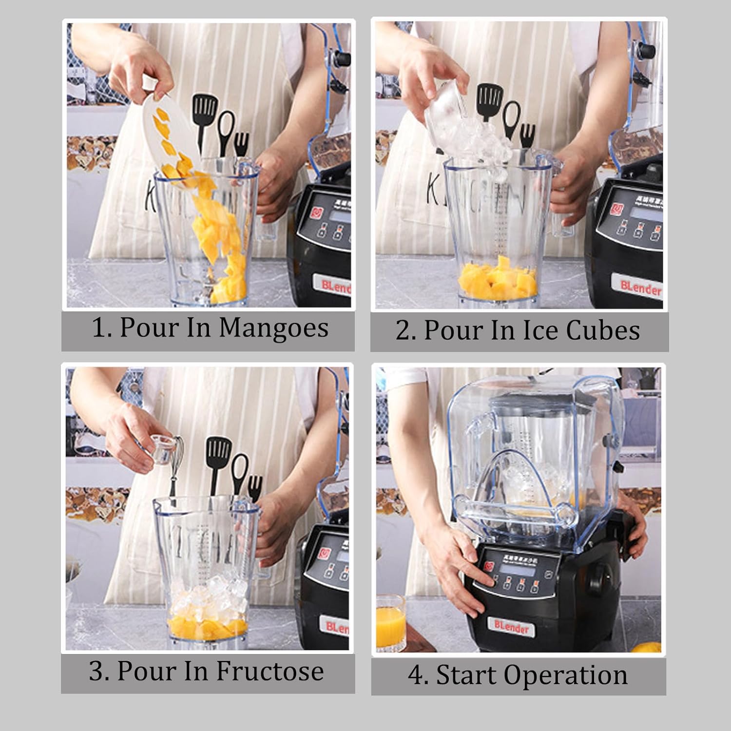 1500 W Classic Blenders for Kitchen,Professional High Speed Countertop Blender,Multi Functional,One Click Cleaning,for Milk Tea Shops Dessert Shops