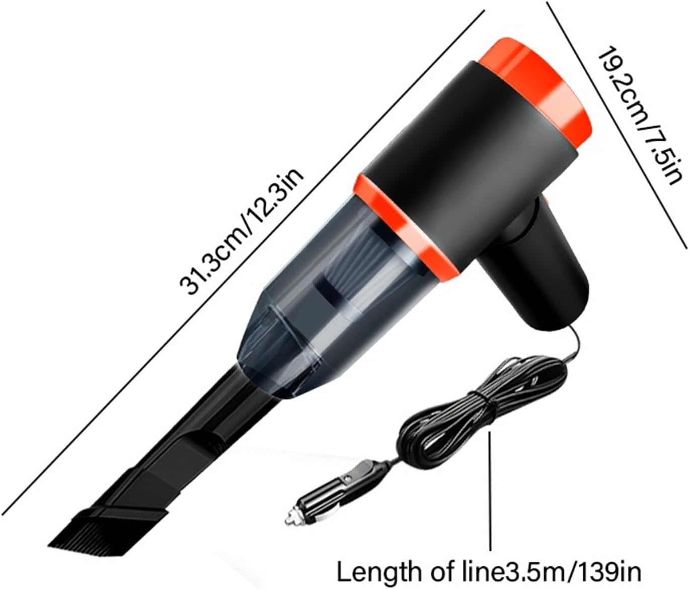 Small Portable Strong Suction 12v Wired car Special Vacuum Cleaner, a Tool for Cleaning Gaps and Garbage in The car(Orange)