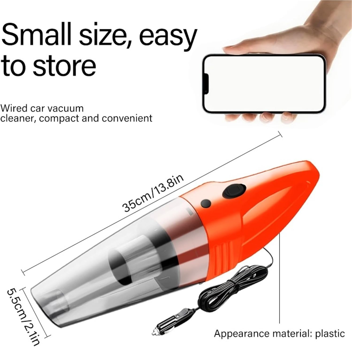 The car Portable Vacuum Cleaner can Absorb All Kinds of Garbage Such as dust and Food residues in The Gaps in The car(Orange)