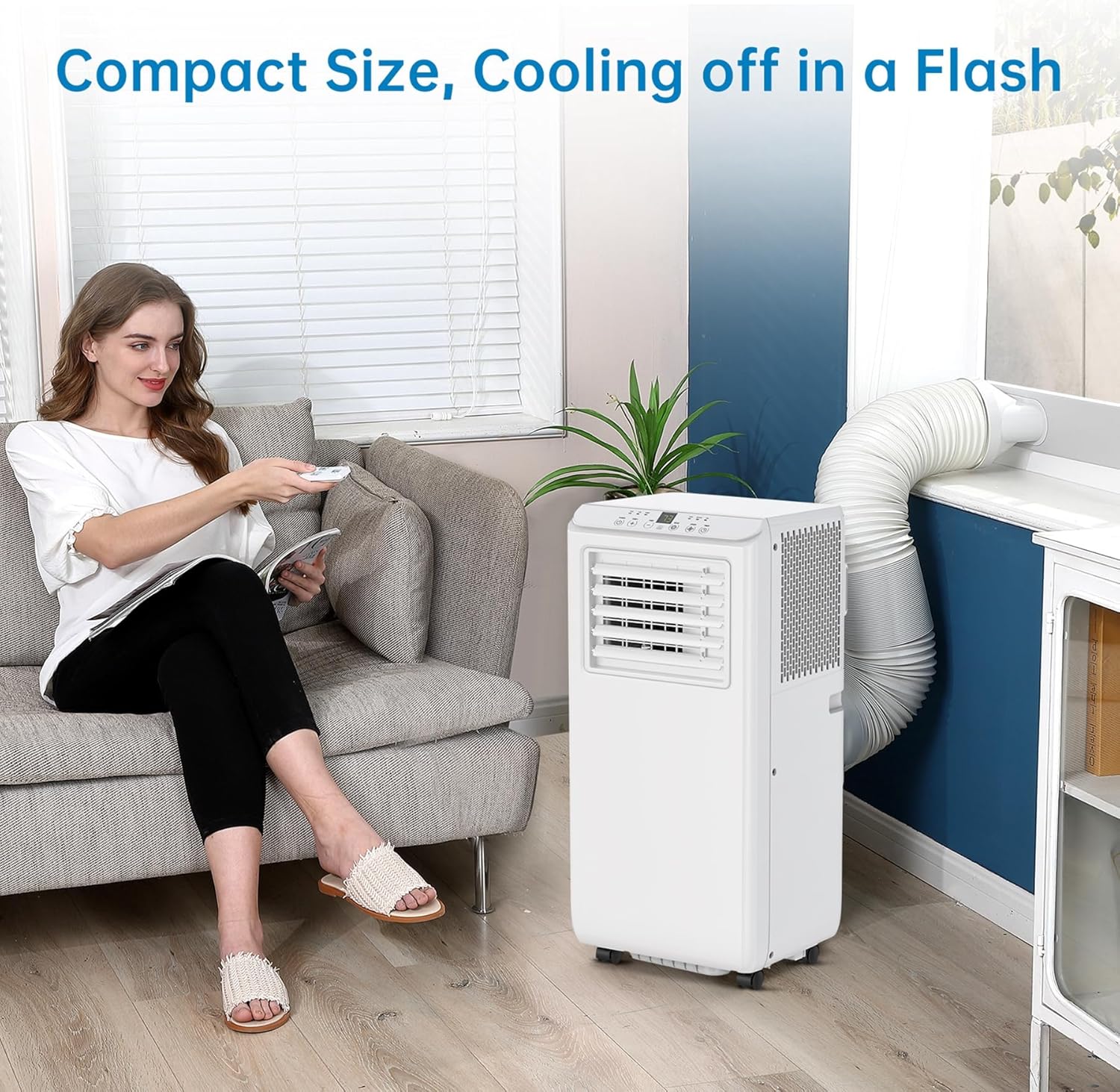 5000 DOE SACC BTU Portable Air Conditioner, 3 in-1 Quiet Indoor AC With Fast Cooling, Equipped With a Remote Control & 24-Hour Timer, Ideal For Bedrooms Up To 350 Sq.Ft.