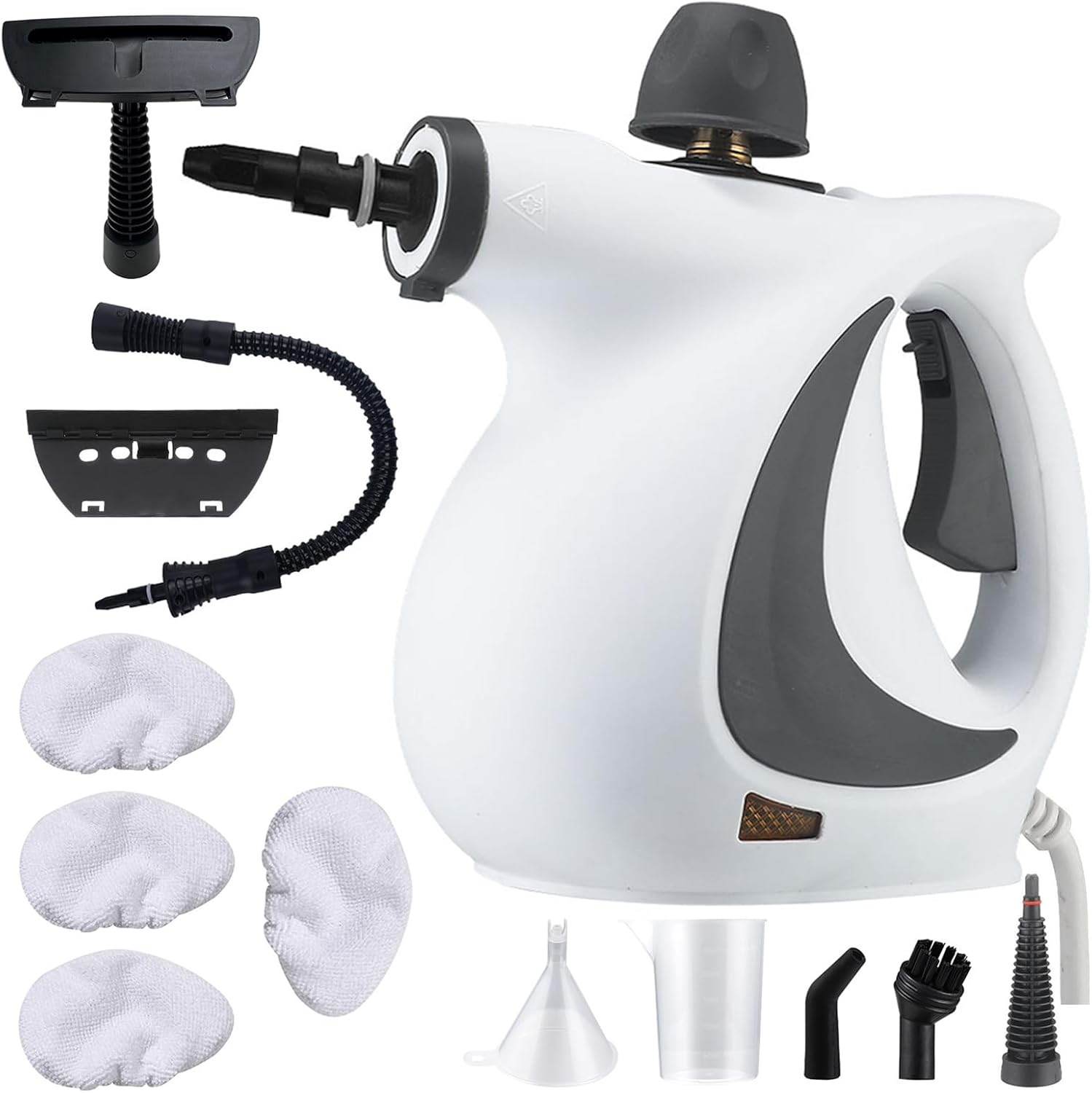 Portable Handheld Multipurpose Steam Cleaner, 1050W High-Pressure Steamer with 8 Accessories, Safe Steam Cleaning for Kitchen, Bathroom, Furniture & Upholstery (4 Microfiber Cloths)