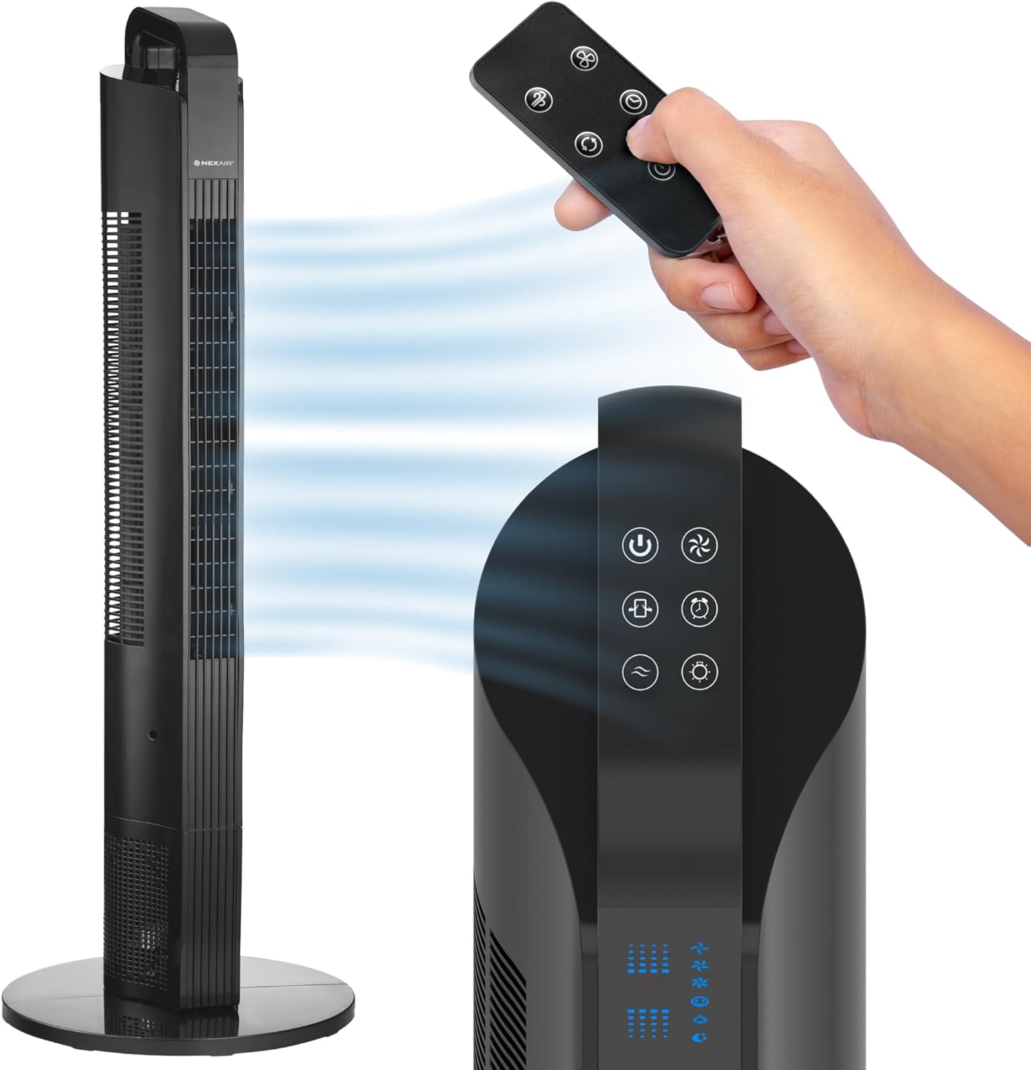 42” Oscillating Tower Fan, 3 Speed Portable Fan Tower With Remote Control, Quiet Operating Floor Fan for Bedroom with 7.5 Hr Auto Off Timer, Modern Design Room Cooling Fan For Home & Office