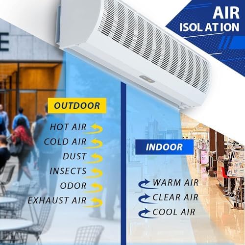 Wostore 36 Inch Remote control Air Curtain Super Power 2 Speeds Adjustable Commercial Indoor Household with Magnetic Door Switch, Lightweight,CE Certified,Easy Installation,110V/120V