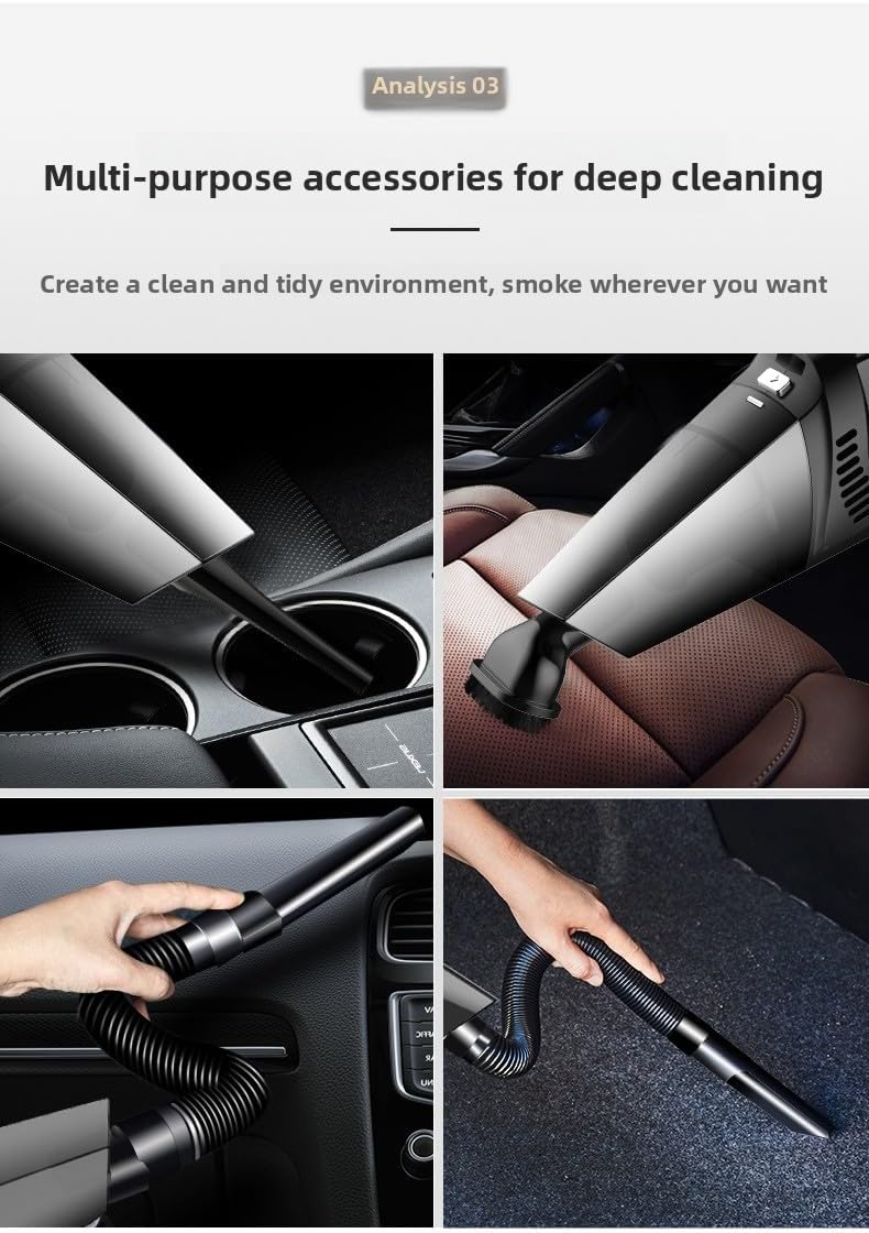 120W High-Power 4-in-1 Car Vacuum Cleaner, Cordless Portable for Car and Home Use with Air Compressor, Tire Pressure Detection & LED Light (4-in-1 Digital Display Wireless Model)