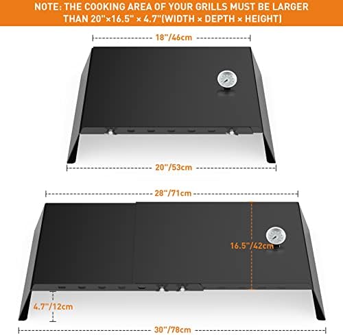 Skyflame Universal Metal Pizza Oven Kit with 20-30 inch Adjustable Width, Grill Top Pizza Oven Box for Most Gas Grills/Pellet Grill Conversion Kit