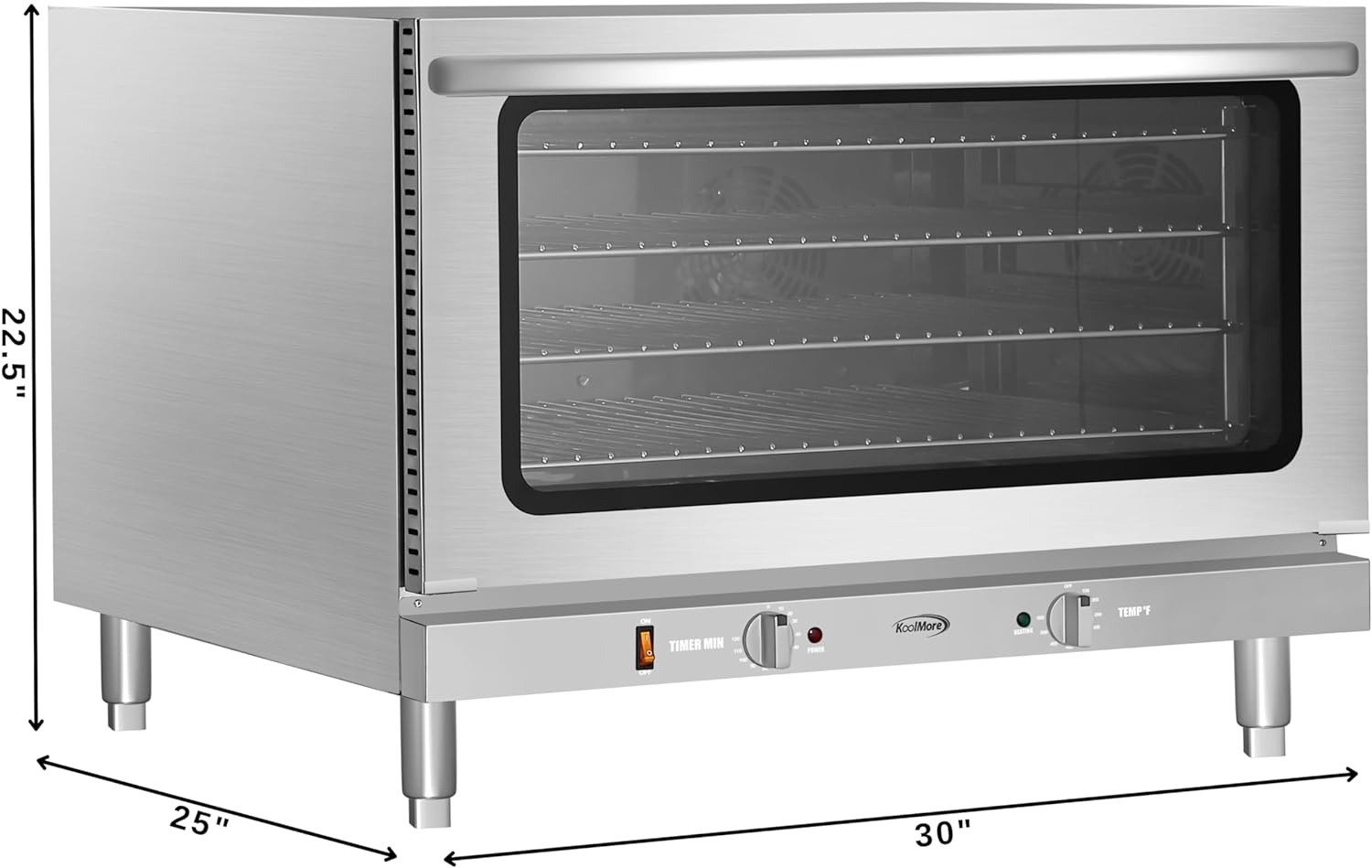 KoolMore 32 in. Commercial Countertop Convection Oven, Holds Full Size Pans, 4 Racks and 3500W of Power, 240V in Stainless-Steel, ETL Listed for Safety and Sanitation (KM-CTCO-44)