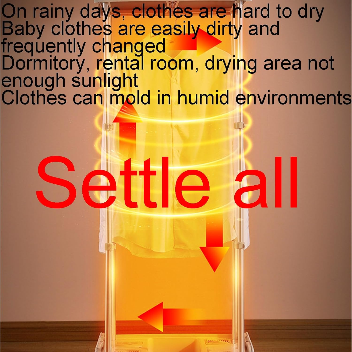 800W Foldable Clothes Dryer, Portable Large-Capacity Dryer, 50kg Load-Bearing, Quiet Operation, Suitable for All Seasons