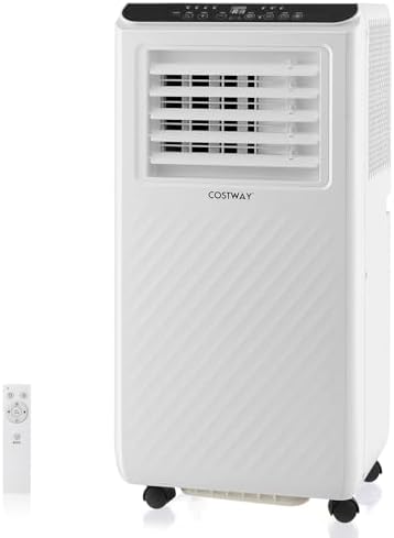 COSTWAY Portable Air Conditioner, 10000 BTU AC Unit with Remote Control, Digital Display, Installation Kit, Casters, 24H Timer, Air Cooler Dehumidifier Fan for Bedrooms Up to 350 Sq.Ft (10000 BTU)
