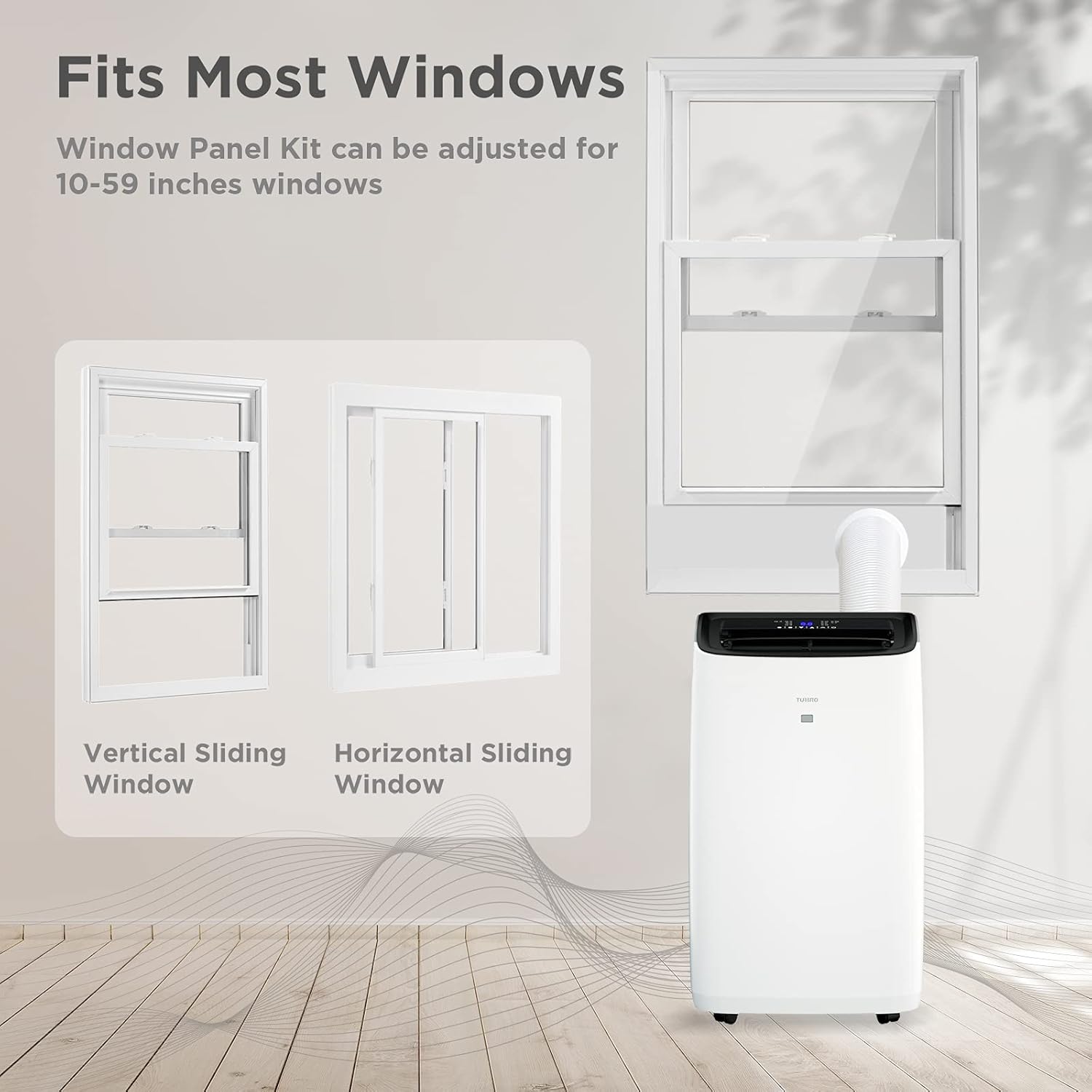 TURBRO Greenland 14,000 BTU Portable Air Conditioner and Heater, Dehumidifier and Fan, 4-in-1 Floor AC Unit for Rooms up to 600 Sq Ft, UV-C Light, Sleep Mode, Timer, Remote Included (10,000 BTU SACC)