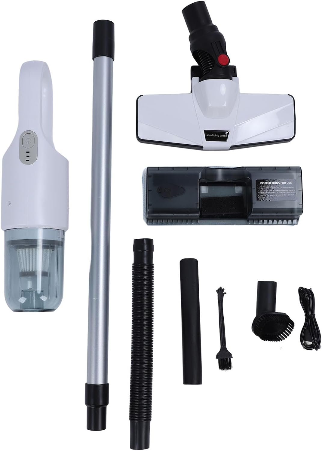 Lightweight Handheld Stick Vacuum Cordless Stick Vacuum Cleaner with Strong Suction Power, Rechargeable 6000mAh Battery, Lightweight and Compact Design, Efficient for Floor (White)