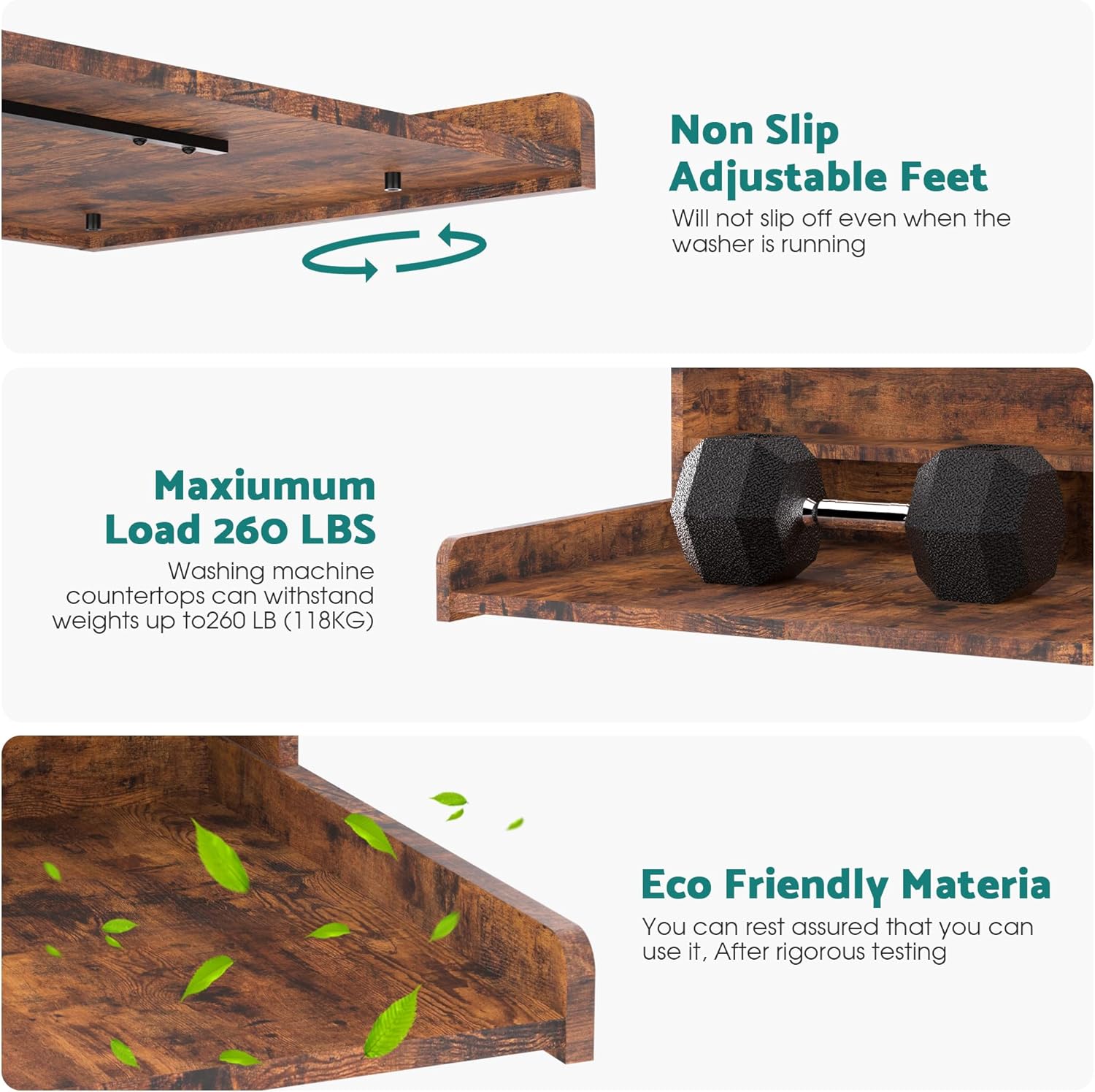 Washer Dryer Countertop, Laundry Countertop Over Washer And Dryer, Washer And Dryer Covers For The Top For Laundry Room Organization, Washer And Dryer Countertop Shelves (Oka Brown, 53.9*27.5*12)