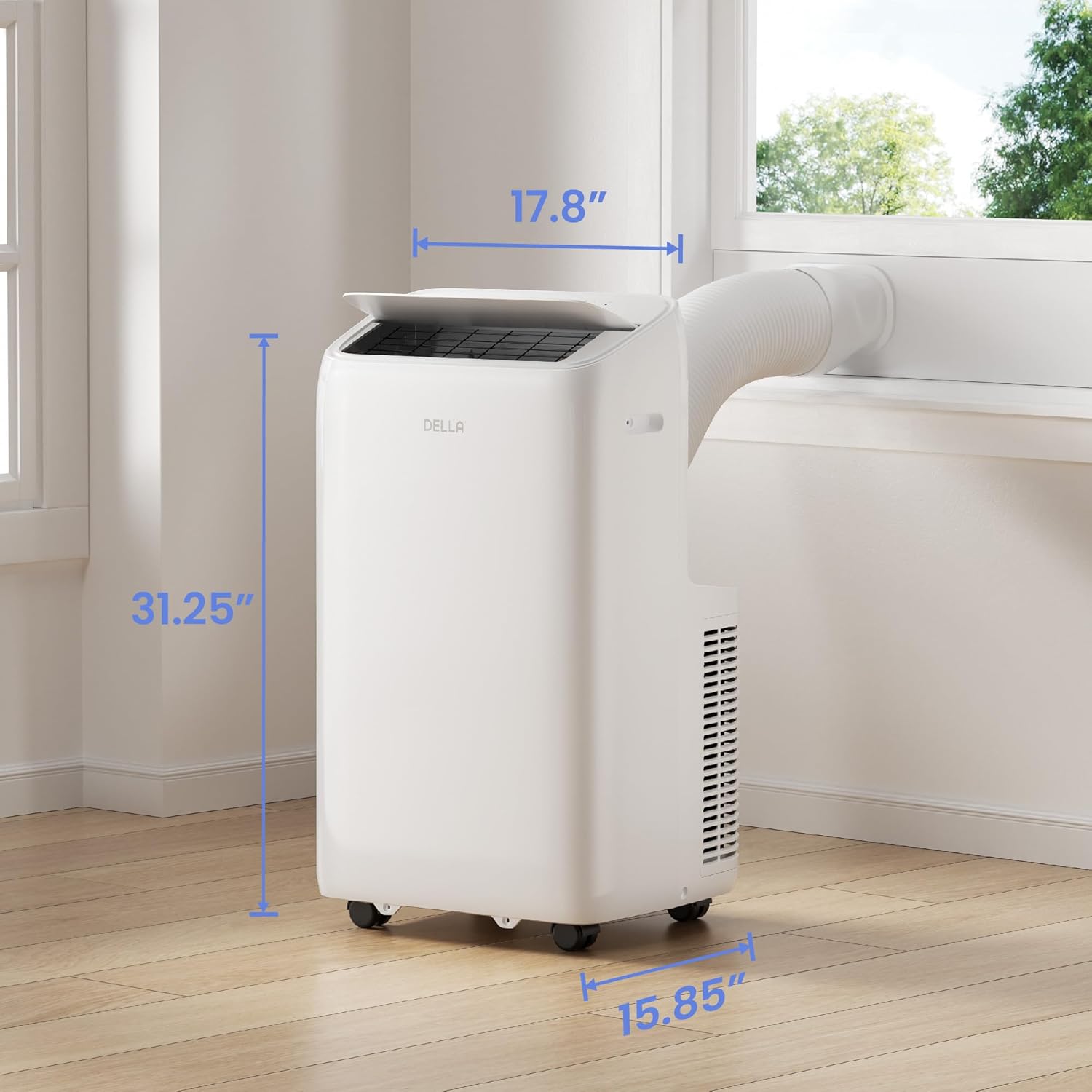 Della 14000 BTU Ultra Quiet Inverter Portable Air Conditioner Works with Alexa Cools Up To 450 Sq. Ft. Smart Wifi Portable AC Unit with Remote & App Control, Dehumidifier & Fan, Sleep Mode(45dB)