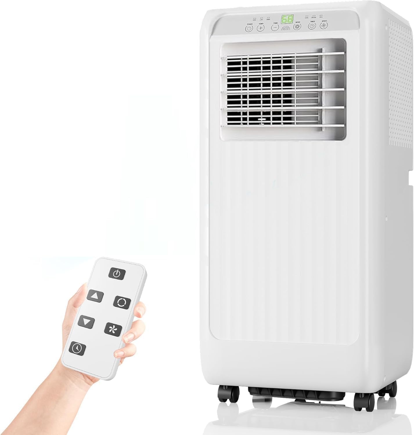 Portable Air Conditioners, 8000 BTU Portable AC for Rooms Up to 350 Sq.Ft. 3-In-1 Unit with Fast Cooling, Dehumidifier & Three Speed Fan, 24H Timer/Remote Control/Quiet, White LED Control Panel