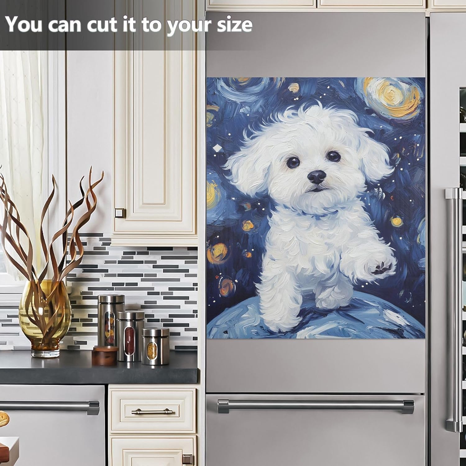 Dishwasher Magnet Cover Large Magnetic Stickers White Dog Walking Front Dishwasher Cover Reusable Decal for Home Kitchen Anti-Scratch Refrigerator Decorative Lid Washing Machine Laundry 23