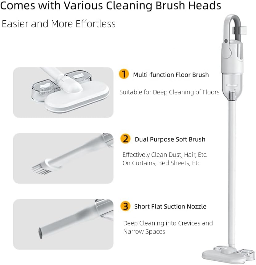 Stick Corded Vacuum Cleaner and Mop All in One, Corded Wet Dry Vacuum Cleaner with Water Tank, Floor Cleaner Machine, 12000Pa Suction Lightweight Upright Vacuum and Mop Combo for Home Office Pet Hair